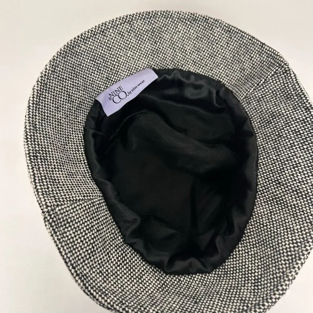 Nine West Nine & Co Women's Bucket Hat Black & White Tweed with Grosgrain Ribbon
